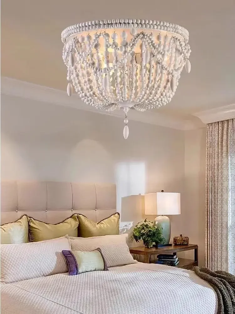 

Vintage Ceiling Light Handwoven Cream Style French Bedroom Living Room Lighting