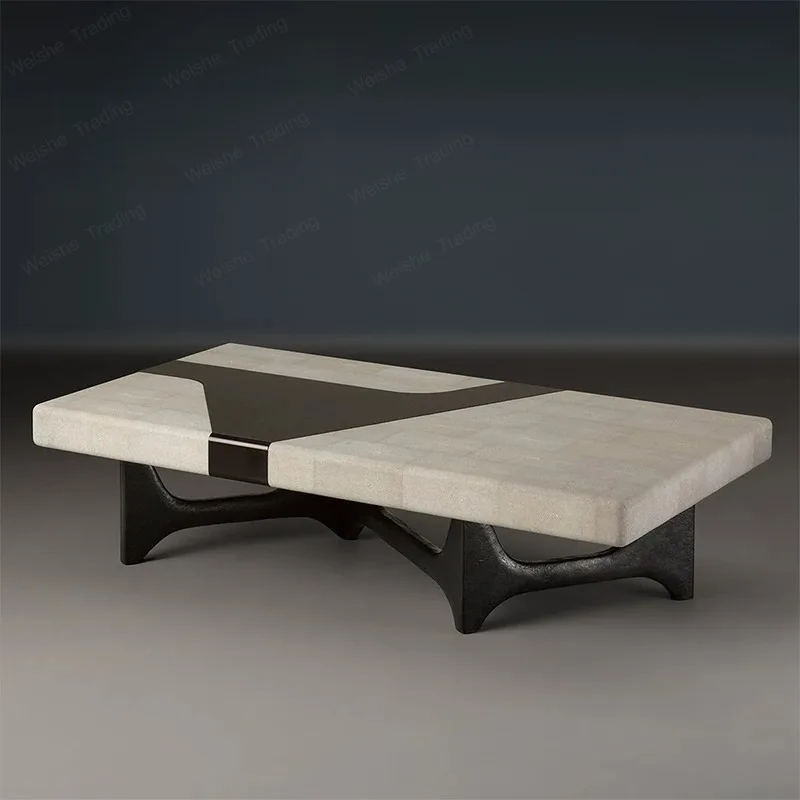 

Minimalist Furniture/Model Room Household Rectangle Palm Leather Metal Creative Coffee Table
