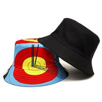 Target Bucket Hat Bow And Arrow Printing Fisherman Hats Double Sides Panama Cap For Men Women Caps Sun Outdoor New Styles