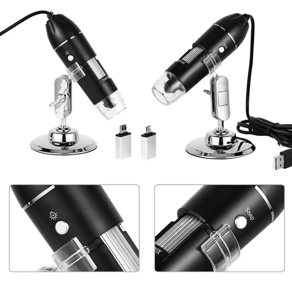 3 in 1 USB Digital Microscope Portable 1600X/1000X/500X Handheld Electronic Microscope Multi-use with Adjustable Stand