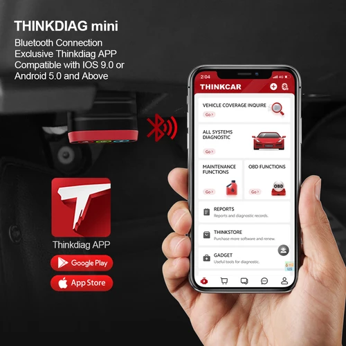Imagen 2 del producto Actualización gratuita de por vida THINKCARTHINKDIAG Mini escáner obd2, herramienta de diagnóstico de todos los sistemas para automóvil Función completa OBD2 para iOS y Android