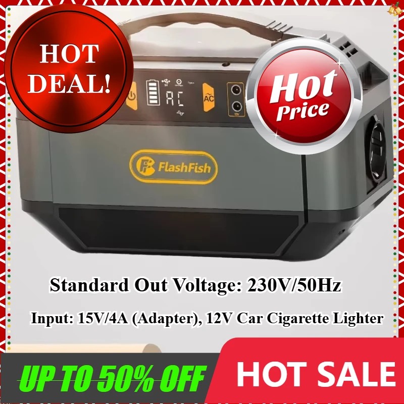 

FF Solar Generator 288.6Wh Portable Power Station 78000mAh/3.7V Battery AC 230V 330W For Outdoor Camping Power Supply