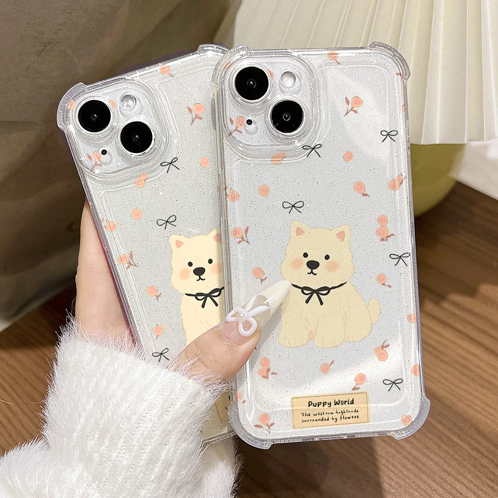 Cute Gog TPU Glitter Phone Case For iPhone 16 Pro Max 17 Pro Max 16 15 14 13 12 Air 11 Case Cover Silicone Shockproof Transprent view 3