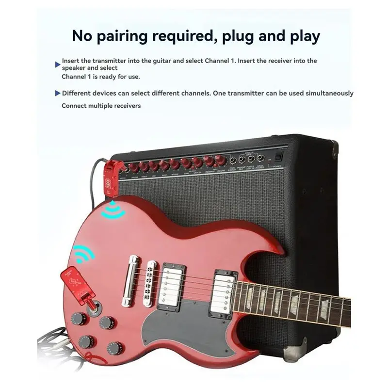 CGDS-Wireless Guitar System Transmitter Receiver 48K/24Bit Digital Transmitter Receiver For Play Electric Music Instrument
