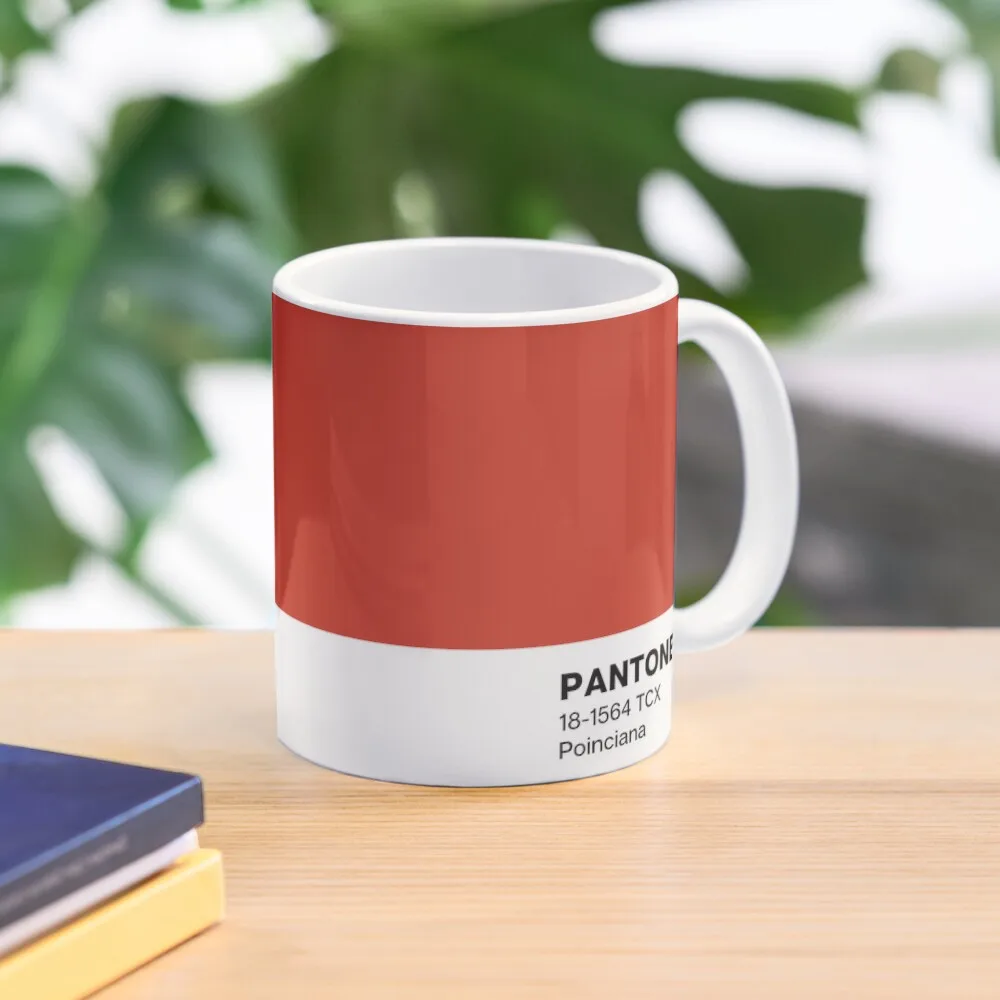 Pantone Poinciana Classic  Mug Coffee Gifts Image Design Tea Picture Drinkware Printed Cup Photo Handle Round Simple