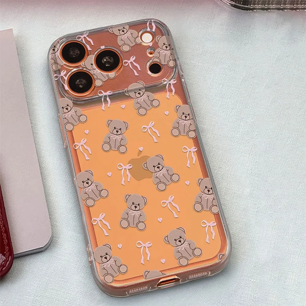 Phone Case For Samsung Galaxy S25 S26 S24 S21 S23 Plus FE Note 20 Ultra A53 A56 A55 A36 A54 Shockproof Soft Teddy Bear Bow Cover - view 2