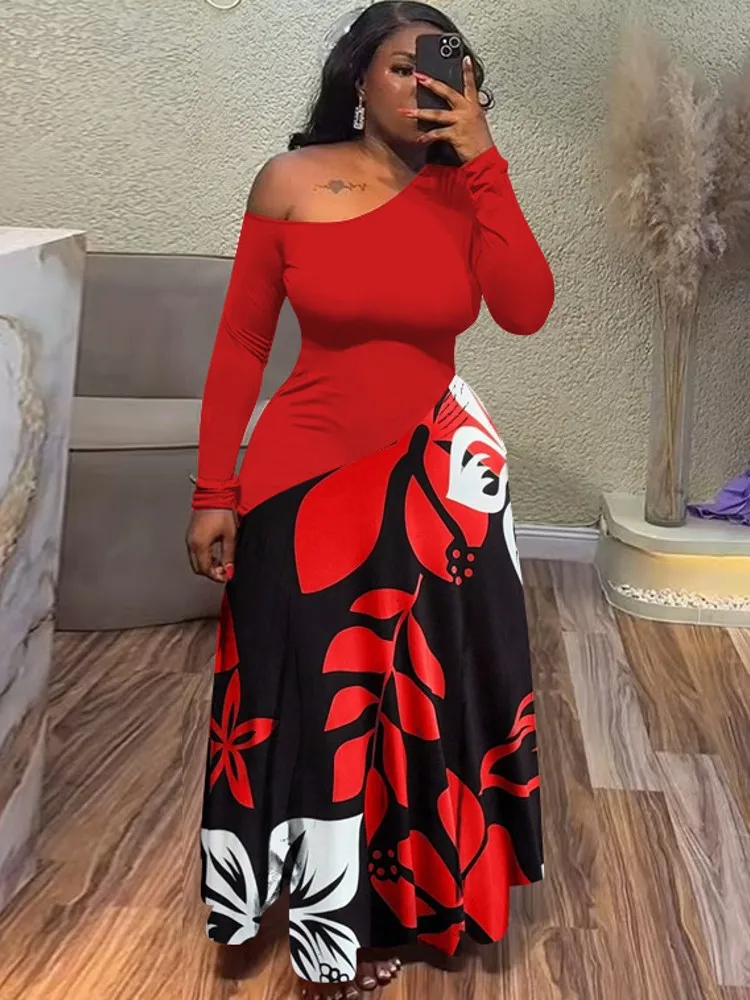 African Dresses For Women Elegant Spring Autumn Long Sleeve Dashiki Maxi Dress Ladies Traditional African Clothing Fairy Dreaes