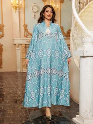 Muslim Women Print Dresses Abaya Eid Ramadan Arab Party Long Robe Morocco Dubai Kaftan Islam Tassels Vestidos Modest Abayas