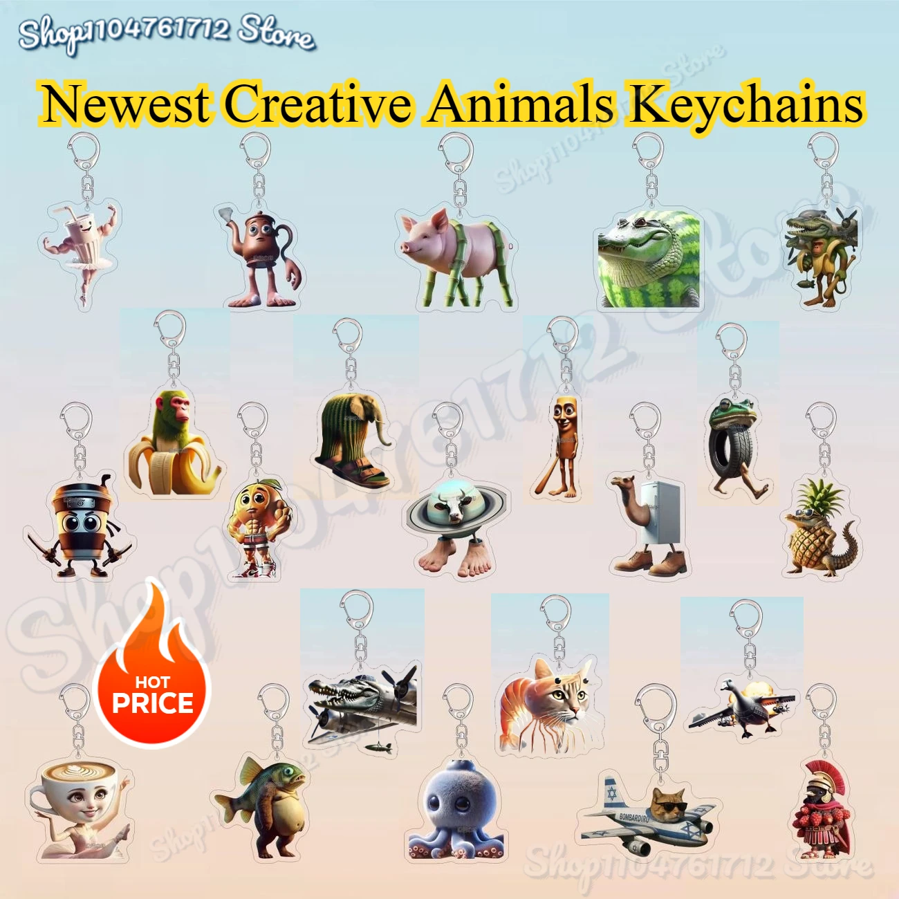 

Funny Italian Brainrot Animals Keychains for Accessories Funny Sigma Skibidi Rizz Cat Meme Creative Keyrings Fans Friends Gifts
