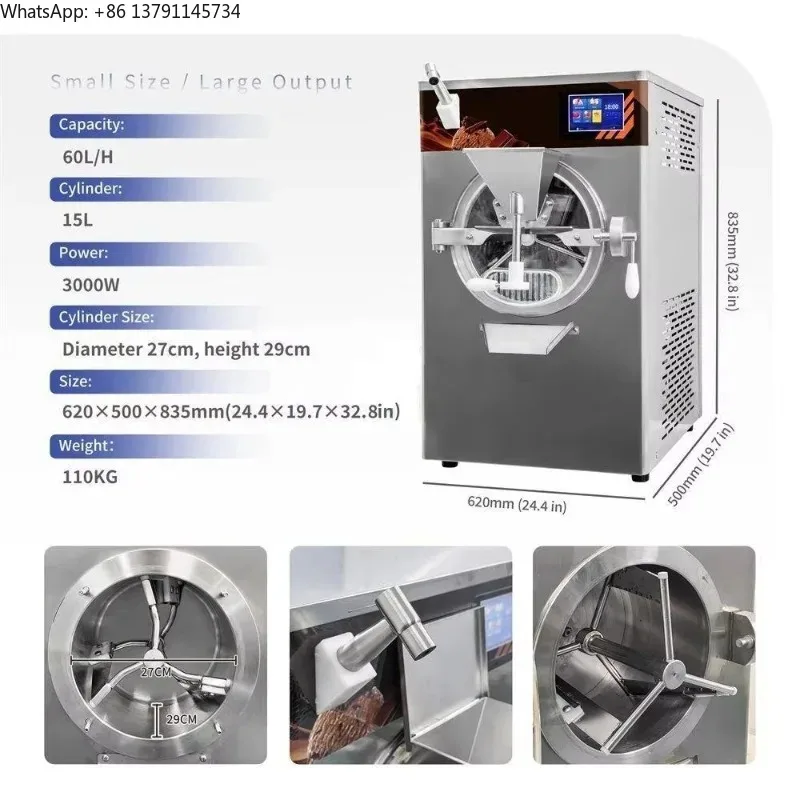 56L/H Gelato Flavor Ice Cream Maker for Home Countertop with 10 Batch Freezer Function New Condition