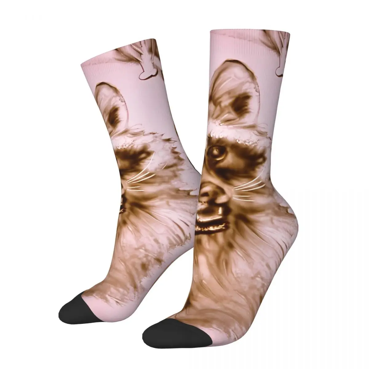 Vintage Pink Trash Men's Socks Raccoon Unisex Hip Hop Pattern Printed Crazy Crew Sock Gift