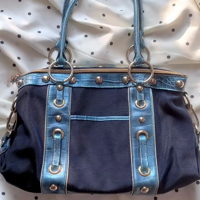 American Vintage Fashion Y2k Metal Buckle Rivet Strap Large-capacity Handbag Mobile Wallet Shoulder Bag Woman Bag Purse view 6