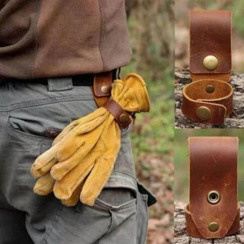 

1pc Brown tactical gloves, leather keychain buckle, tactical equipment camping tool set buckle Trauma shears Motorcycle camping