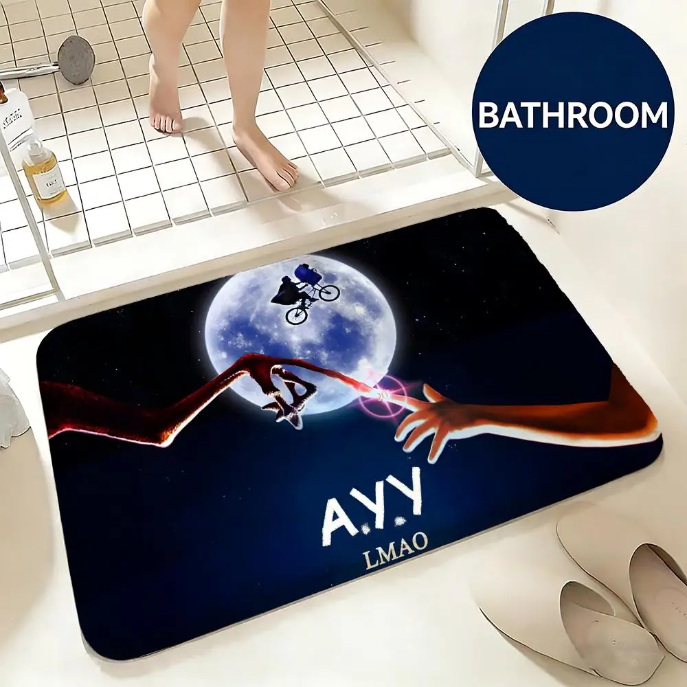 Soft Flannel Floor Mat Movie E.T. the Extra-Terrestrial Floor Mat Non-Slip Absorbent Doormat Bathroom Bedroom Home Decor Rug