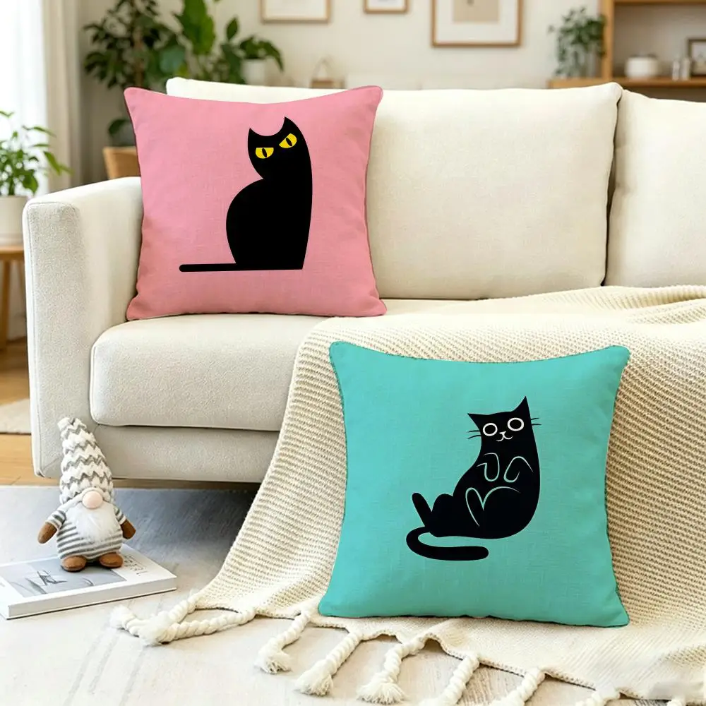M-Minimal C-Cat Cushion Cover Anti-dustmite Pillowcase Invisible zipper silky short plush Sofa cushion cover