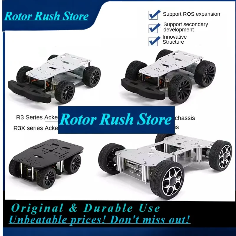 RoRuSMetal 4WD Ackerman Robot Car Chassis Kit Small Unmanned Vehicle High-Precision GMR/Hall Encoder Motor