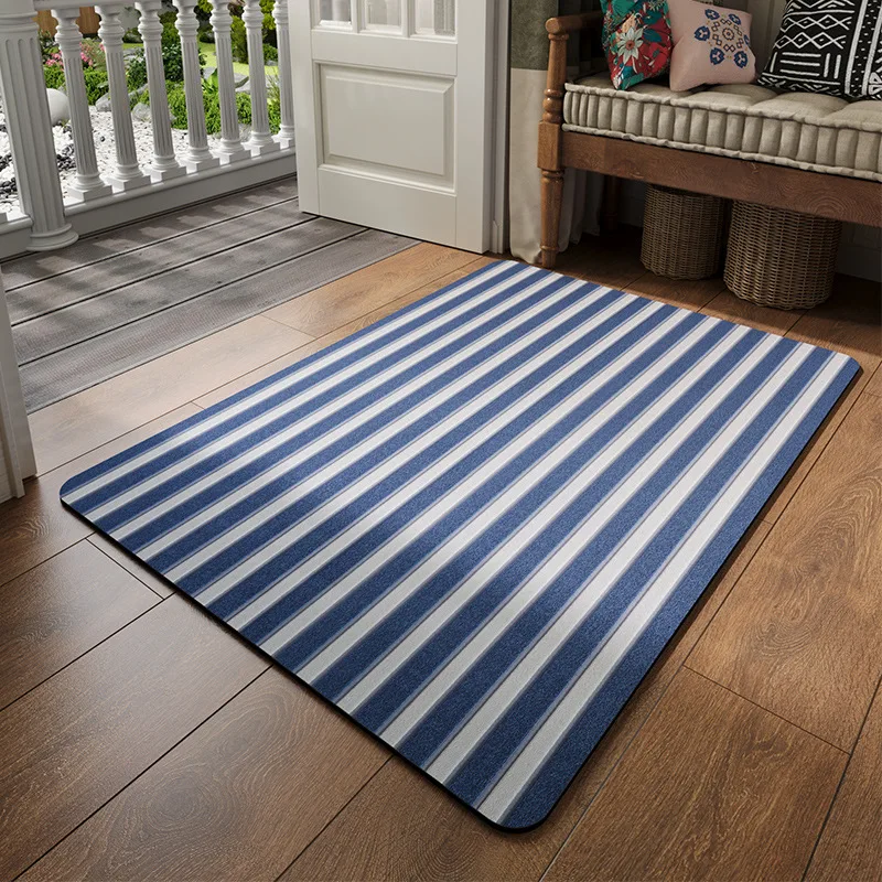 Stripe Velvet Door Mat Entrance Outdoor Indoor Heavy Duty Entryway Rug Bathroom Bath Mat Absorbent Low Profile Anti Slip