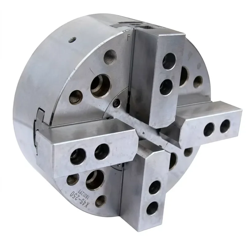 High-precision 8-inch Power Chuck (3-jaw or 4-jaw) Designed for bar Stock Clamping on CNC Lathes.