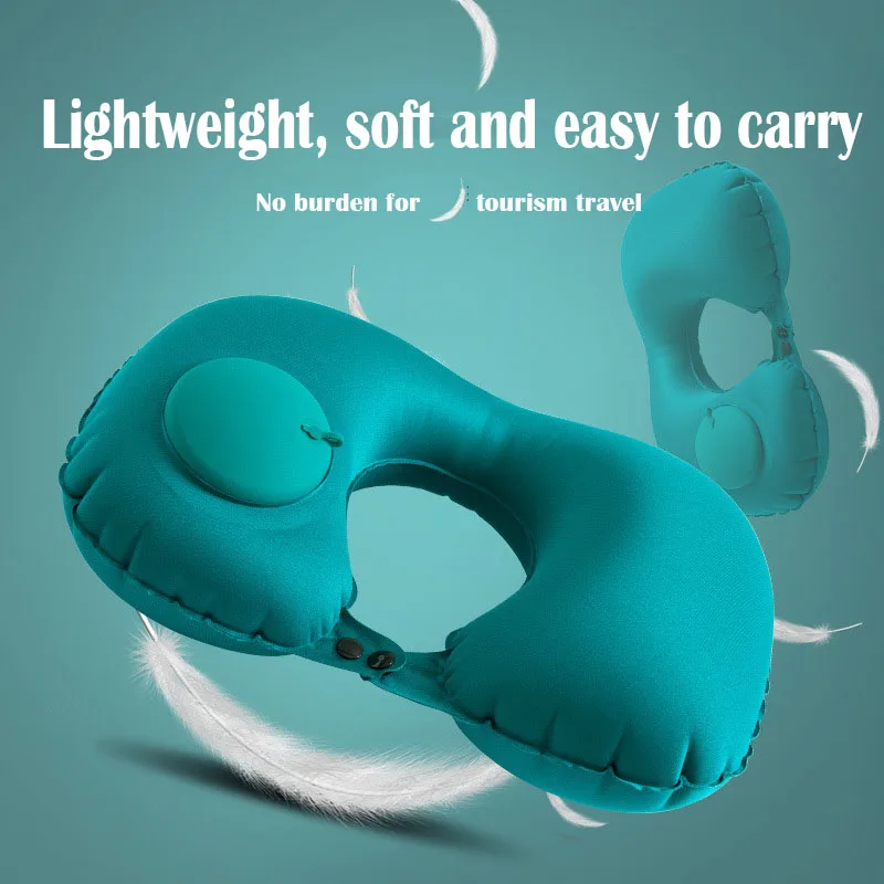 Flocking Inflatable Portable Neck Pillow That Can Be Stored And Self Filled Suitable For Outdoor Travel Business Trips camping