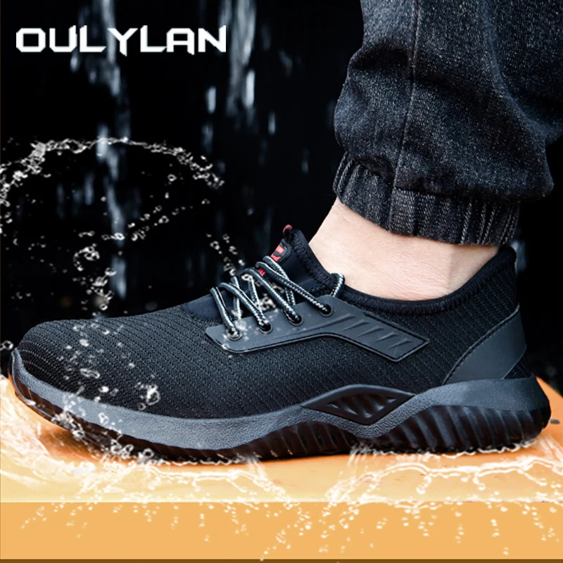 

Oulylan Lace Up Breathable Safety Boots Anti Puncture Soft Soled Work Shoes Anti Slip Wear Resistant Protective Footwear For Men