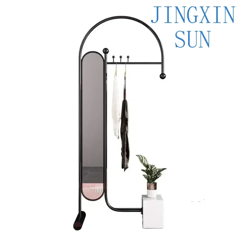High quality Minimalist Metal Clothes Rack Wall Mount Rolling Storage Floor Clothes Rack Mirror Perchero Pared Home Eccessoriesk