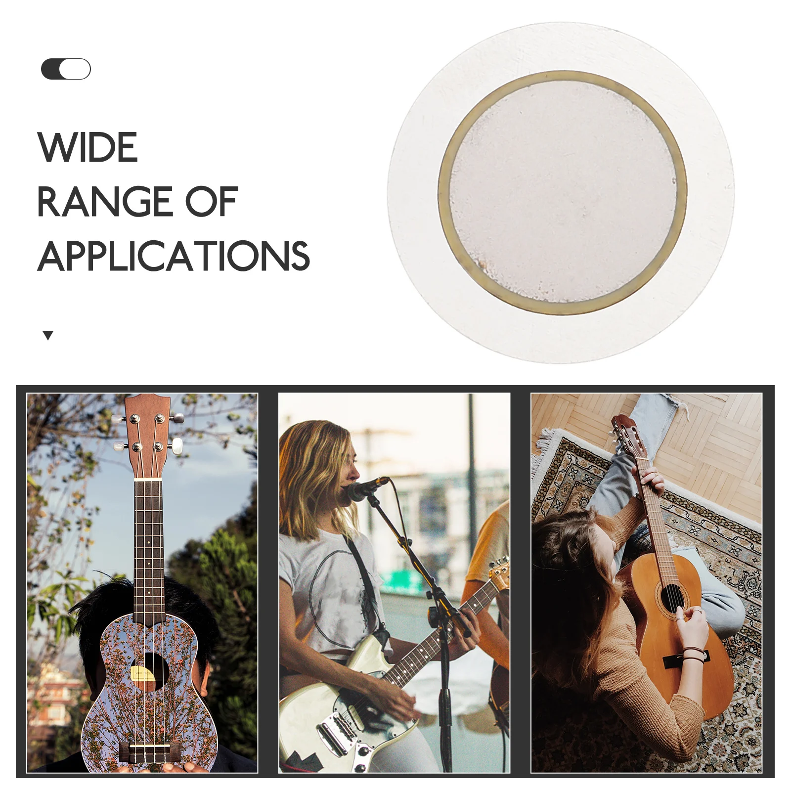 30 Uds. Zumbador piezoeléctrico de guitarra transductores de pastilla acústica accesorio de guitarra de baja potencia zumbador de Metal disco piezoeléctrico