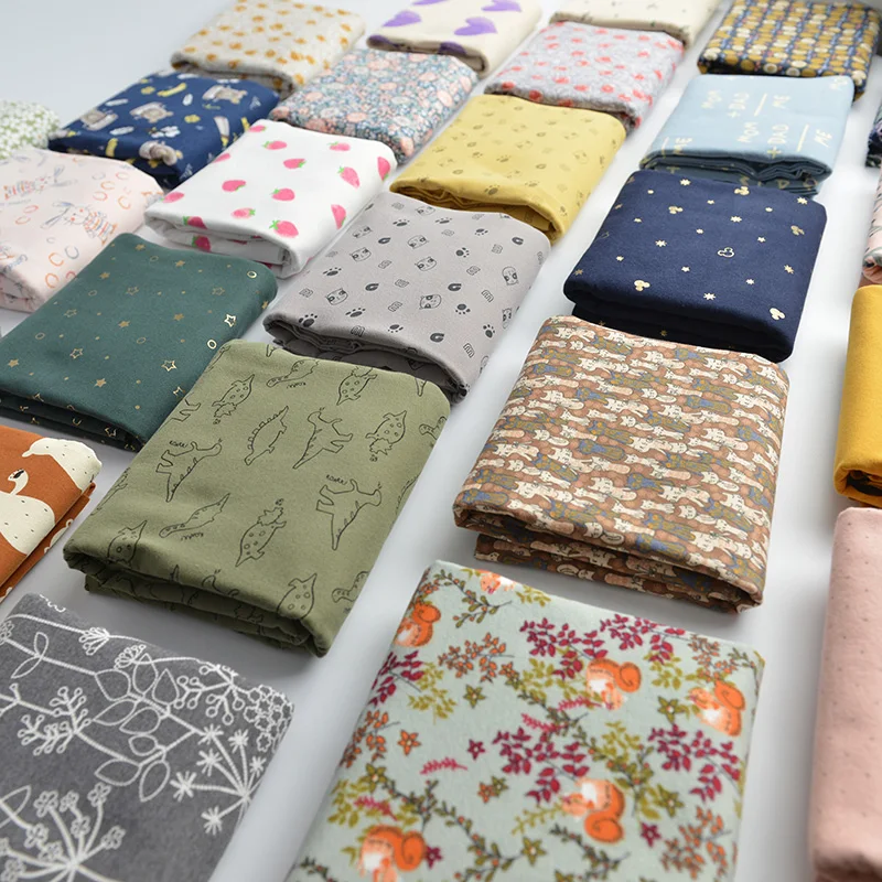 Baby flannel cartoon flower pure cotton velvet fabric cotton sanding autumn and winter handmade diy cloth clothing shirt