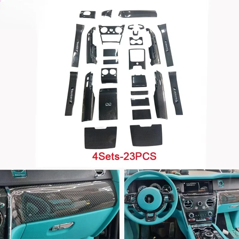 Type B Dry Carbon Fiber Interior Kit for 2018-2023 Cullinan 4-Seat Luxury Interior, Replaceable Body Components with LED Thresho