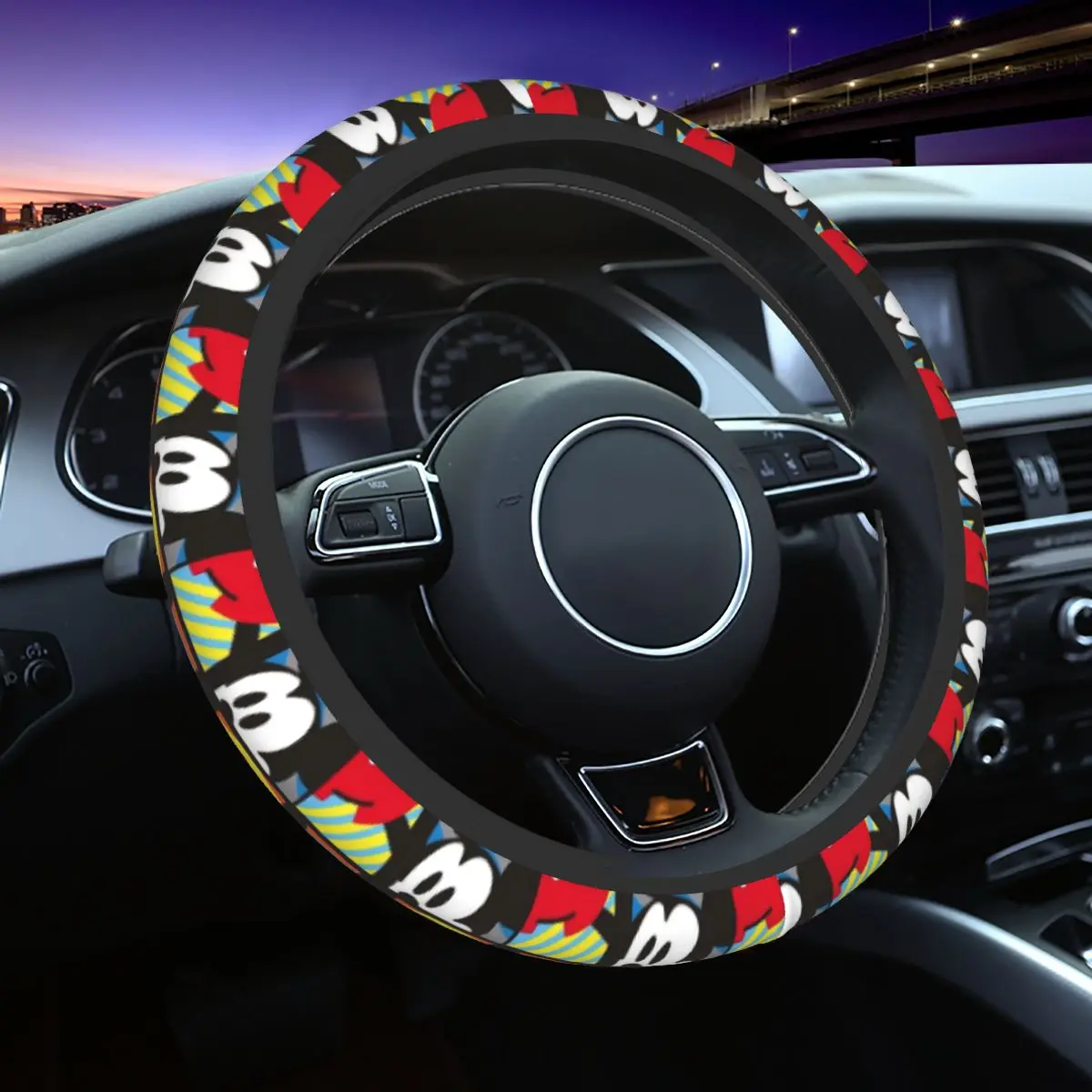 38cm Steering Wheel Covers Mickey Mouse Universal Car-styling Elastische Automobile Accessory