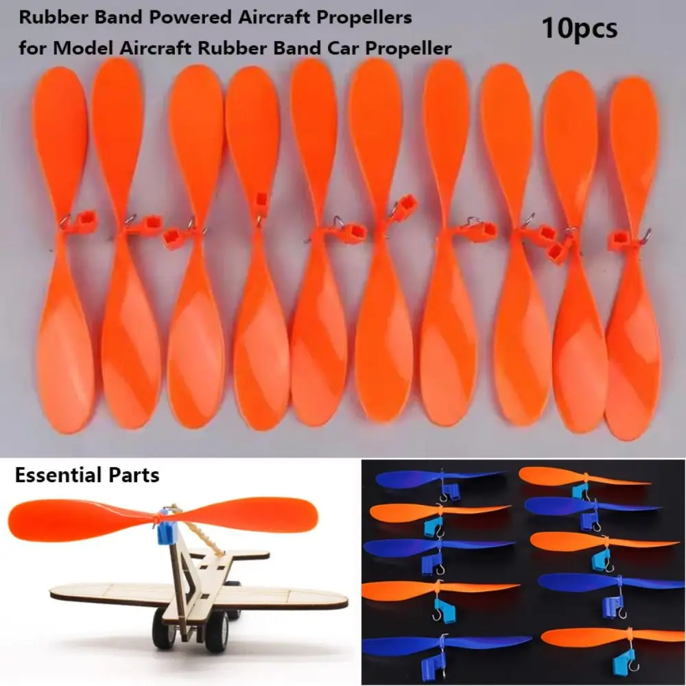10pcs Essential Parts Rubber Band Powered Propellers Plastic 2 Colors Model Aircraft Rubber Band Propellers Car Propeller