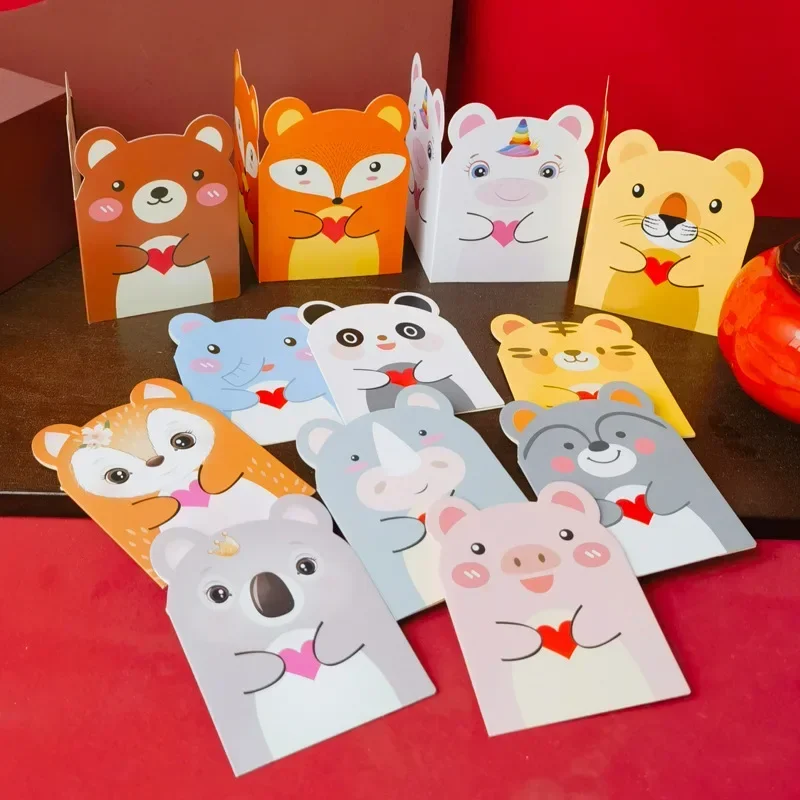 

Original Cute Cartoon Animal Shaped Festival Small Card Flower Gift Wishing Children Happy Birthday and Thank You Cards