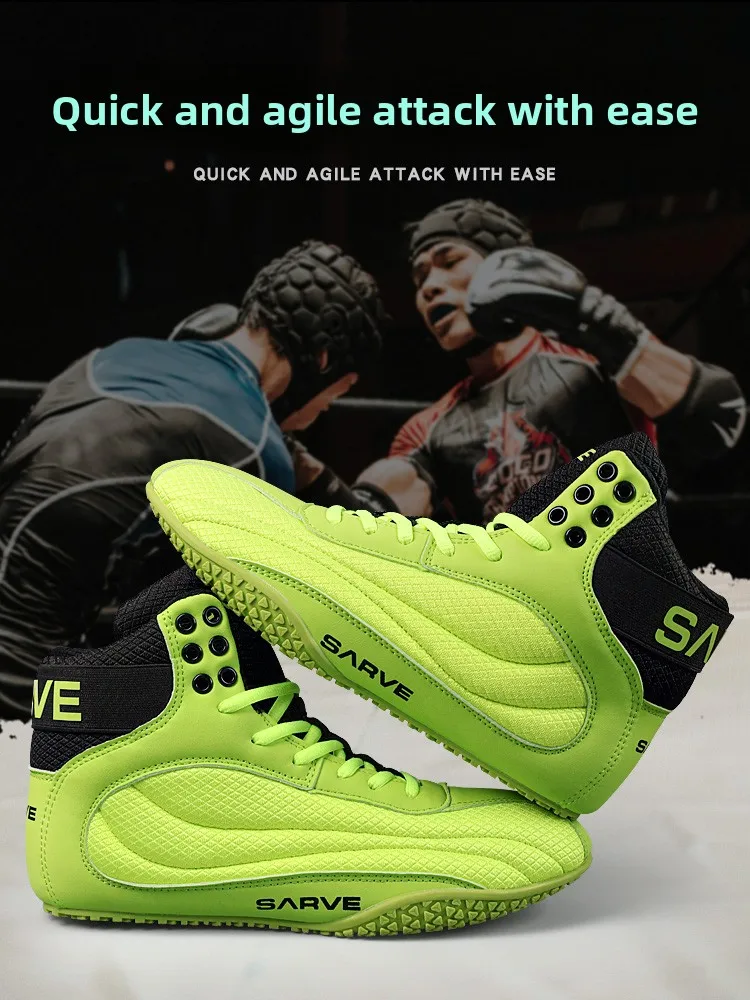 professional-children's-high-top-boxing-shoes-mixed-martial-arts-wrestling-fitness-training-competition-boots-for-boys-and-girls