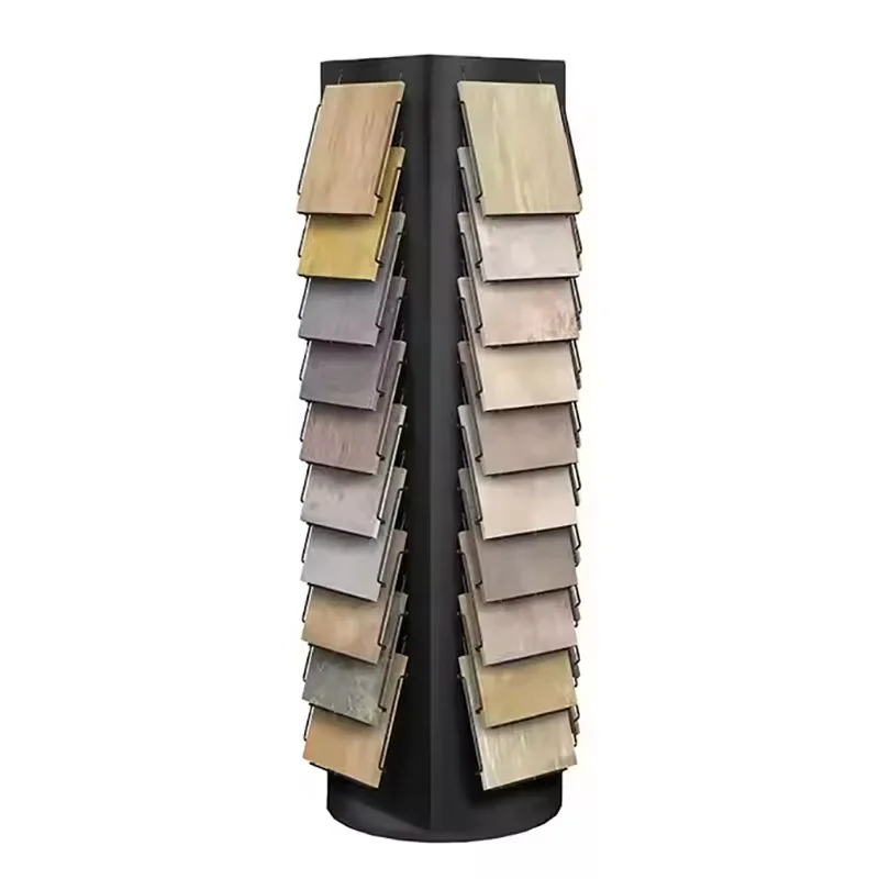 Modern Eco-Friendly Washable 4 Sided Metal Wire Shelf System Floor Tile Display Rack for Sample Board Indoor/Outdoor Use