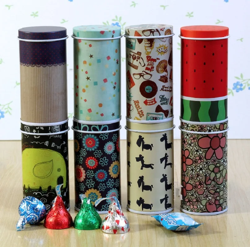 1PC Portable Multi Color Mini Tea Caddy Tin Storage Box Sealed Teapots Coffee Iron Box Toothpick Cans Organizer Storage for Home