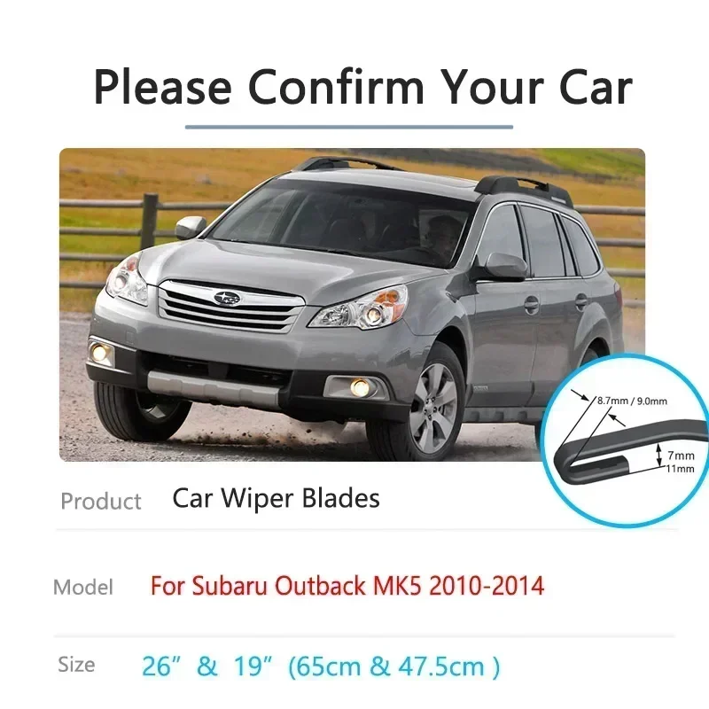 

For Subaru Outback MK5 2010 2011 2012 2013 2014 Front Window Wiper Blades Rubber Windshield Windscreen Hatchback U J Hook Arm