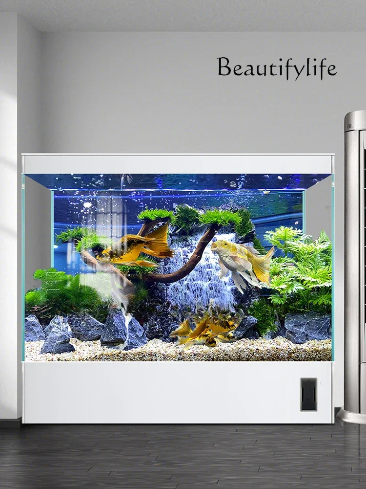 

Change Water Super White Glass Fish Tank Living Room New Large Vertical High-End Floor Fish Globe