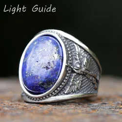 2023 316L Stainless Steel Archangel Gabriel Sheild Ring With Stone Mens Fashion indian Style Blue Zircon Anel Part jewelry