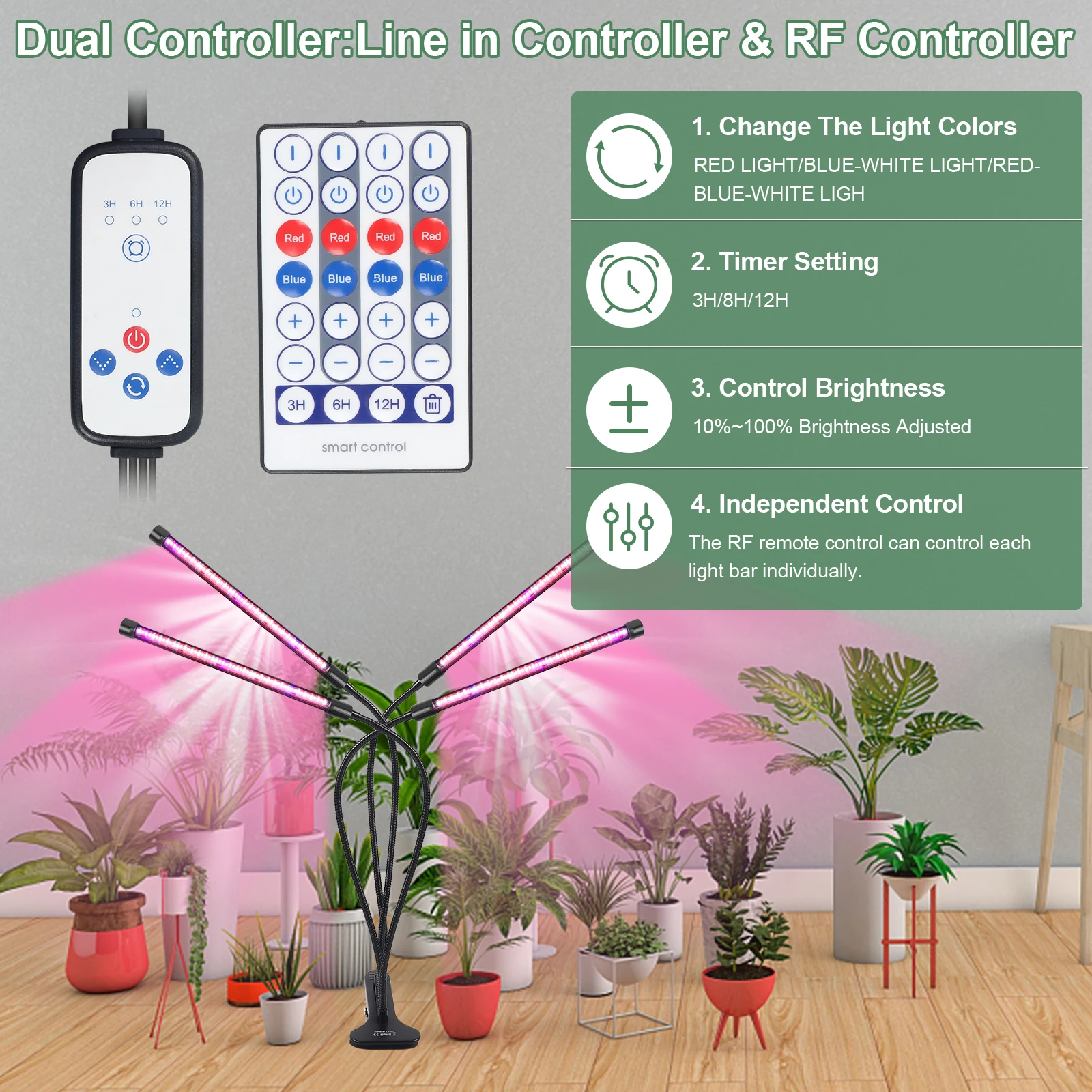 Lvjing Groeien Licht Usb Phyto Lamp Volledige Spectrum Fitolamp Met App Controle Phytolamp Voor Planten Zaailingen Bloem Thuis Tent