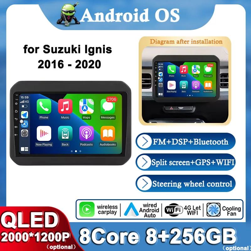 

Wireless Carplay for Suzuki Ignis 2016 - 2020 Android 14 Car Multimedia Player DSP Stereo GPS Navigation RDS Radio QLED SCREEN