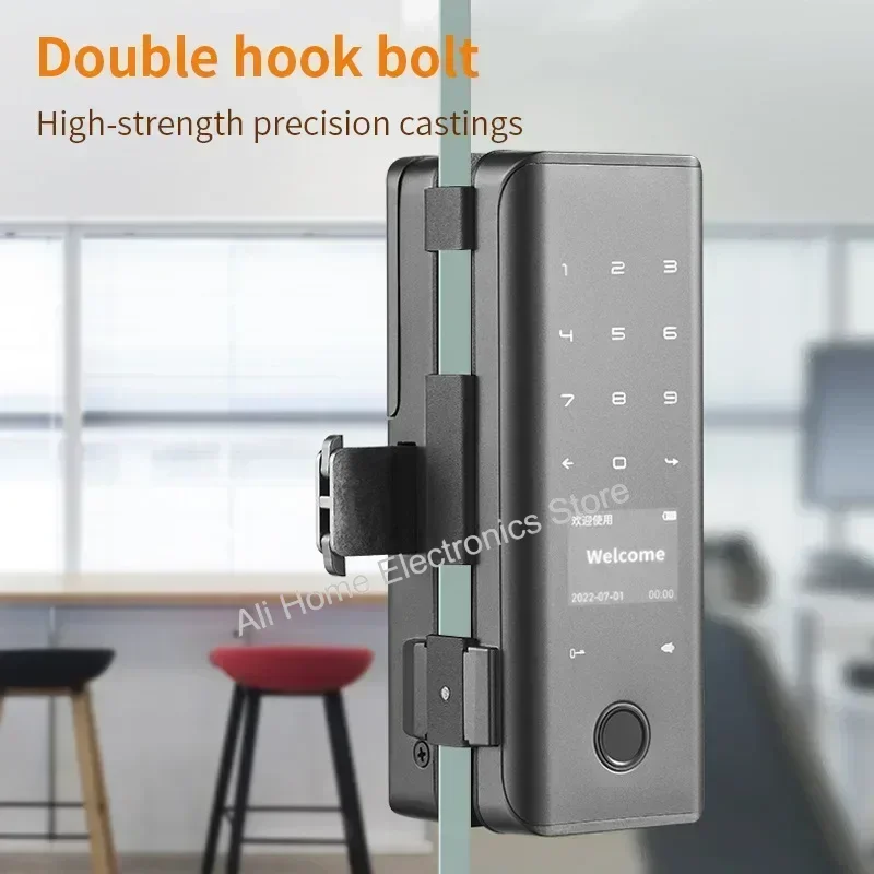 Tuya WIFI Smart Door Lock Fingerprint Password Card NFC APP Key Unlock Electronic Lock Frameless/Frame Glass Push Sliding Door