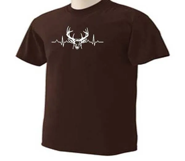 Deer Head Heartbeat Pulse Hunting Hunters Antlers Outdoor Sport T Shirt