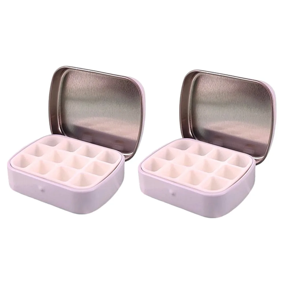 

2Pcs Empty Watercolor Paint Palette 12/24 Grids Mini Watercolor Iron Box with Magnet Detachable Paint Pigment Box