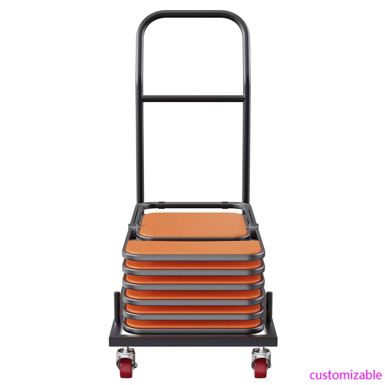 

Folding Chair Dolly, Iron Commercial Cart with 12 Chairs Capacity, Folding Chairs Rack Trolley with 4 Casters, Black