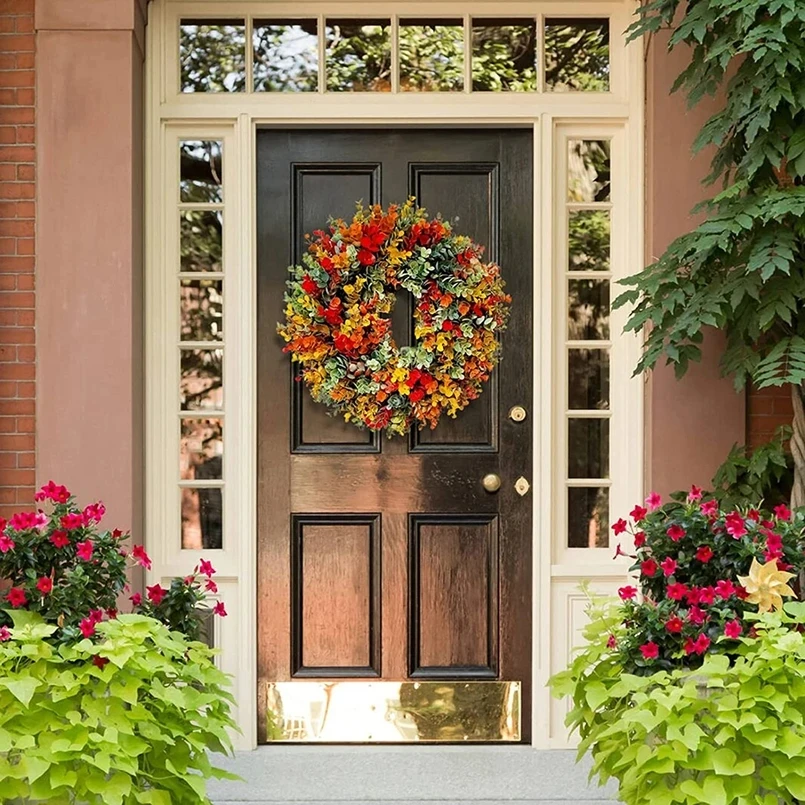 35cm Artificial Wreath Autumn Eucalyptus Wreath Background Wall Window Wedding Party Gifts Christmas Decorations for Home Garden