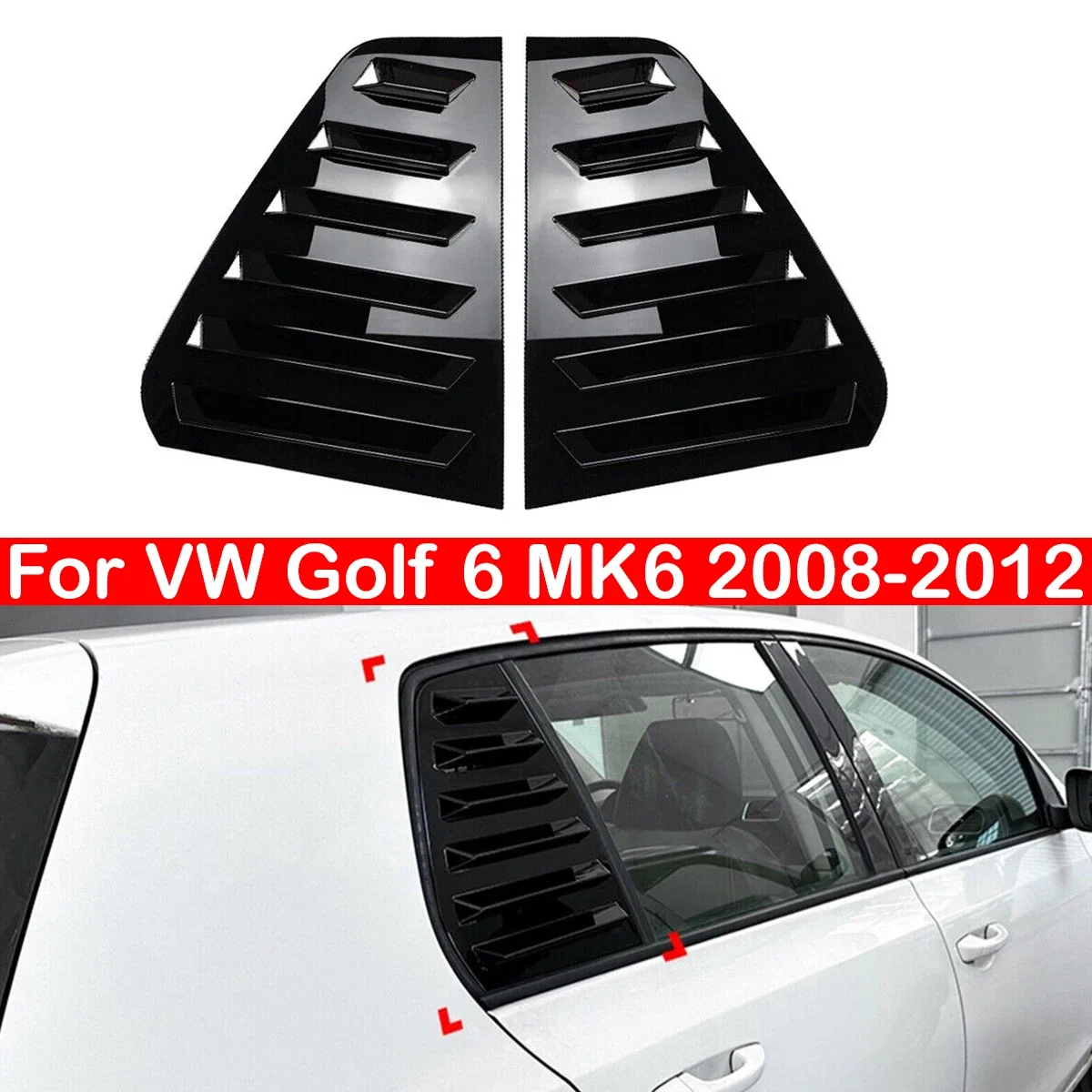 

For VW Golf 6 MK6 2008-2012 Car Rear Louver Window Side Shutter Cover Trim Sticker Vent Scoop ABS Carbon Fiber Black Accessories