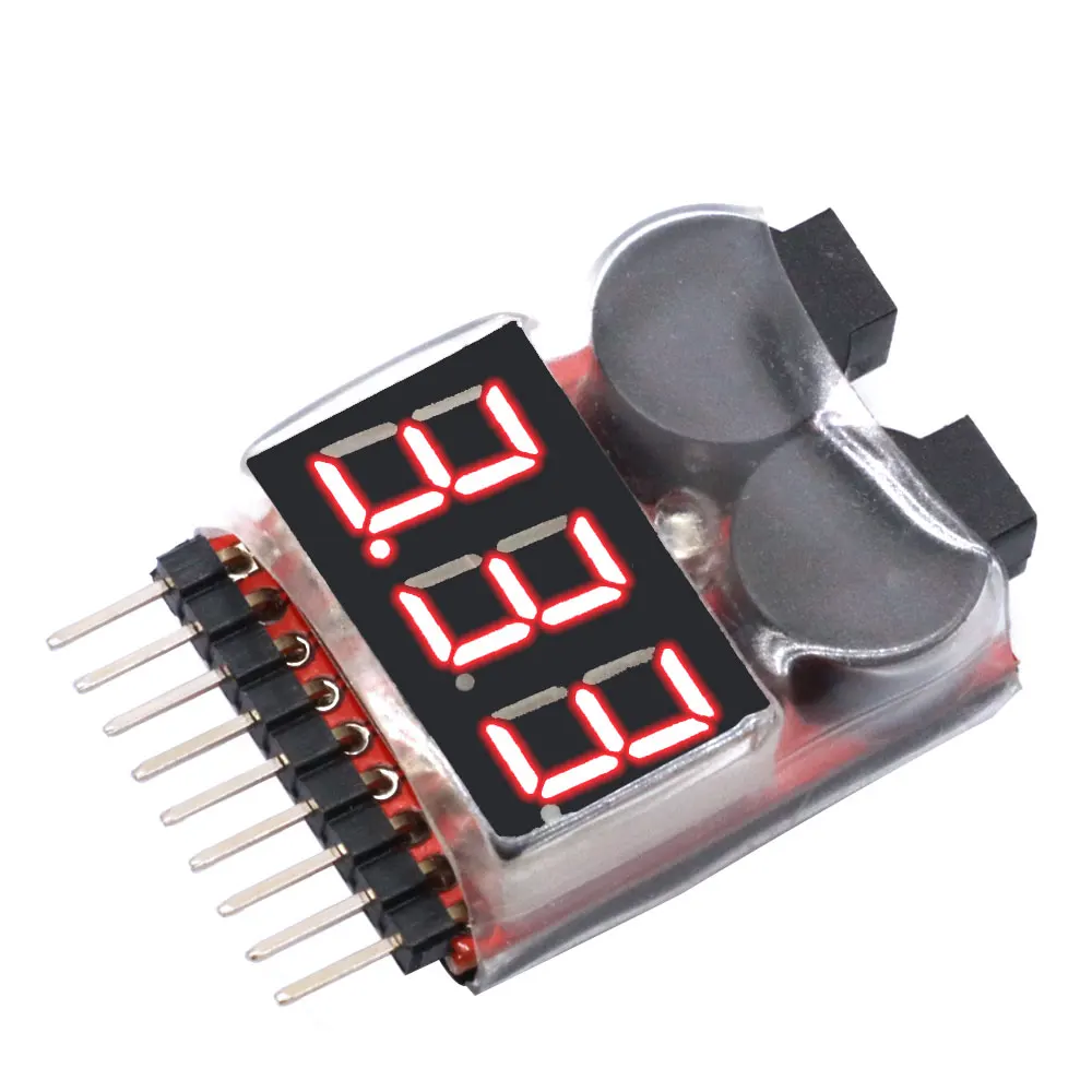 For 1S/2s/3s/4s/5s/6s/7s/8s Low Voltage Buzzer Alarm Lipo Battery Voltage Indicator Tester 3.7v 7.4v 11.1v