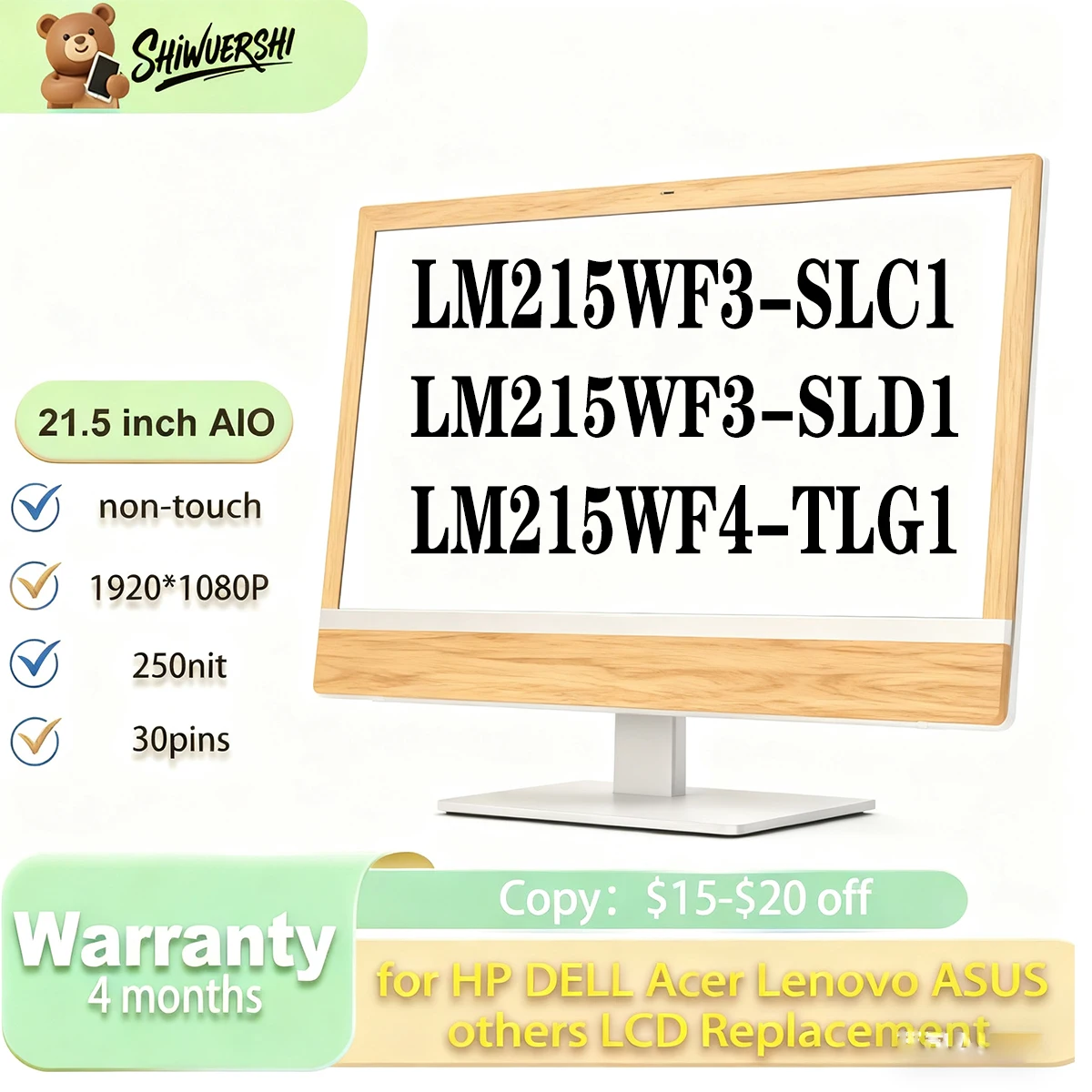 

Новый оригинальный 21,5-дюймовый ЖК-дисплей FHD LM215WF3 SLC1 LM215WF3-SLC1 LM215WF3 SLD1 LM215WF3-SLD1 LM215WF4 TLG1 LM215WF4-TLG1