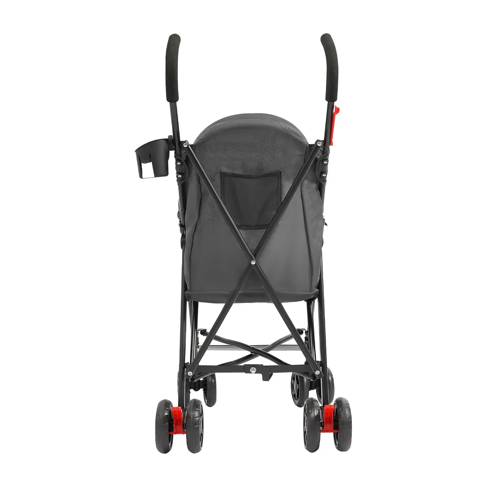 Foldable All-Weather Pet Dog Stroller with Rain Canopy & Cup Holder, 4-Wheel Compact Design with Rear Pocket, Gray