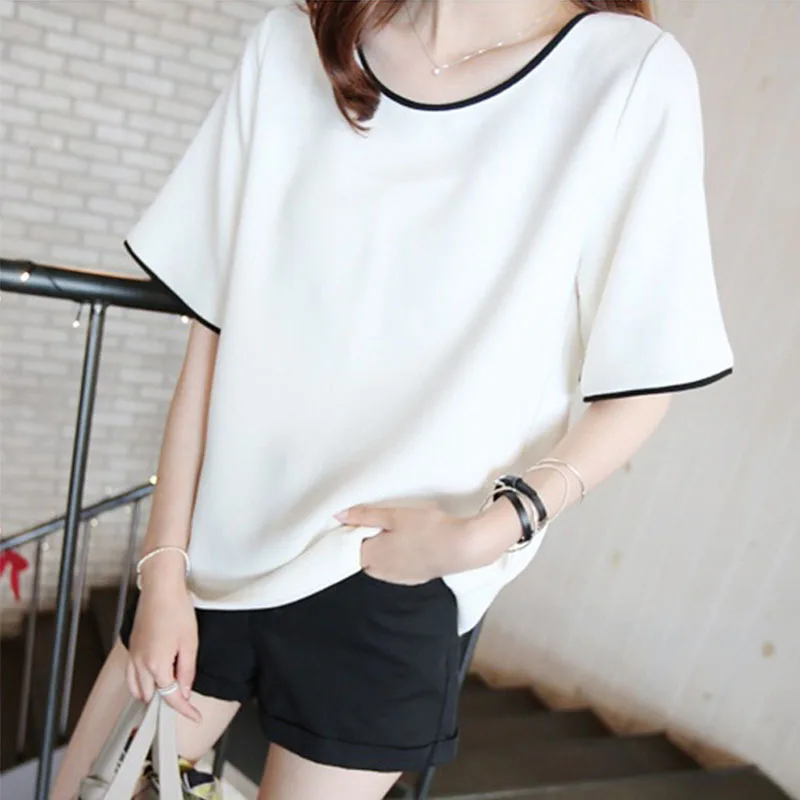 Summer Women's T-shirt Short-sleeved Top Korean Version Solid Color Large Size Half-sleeve Supply