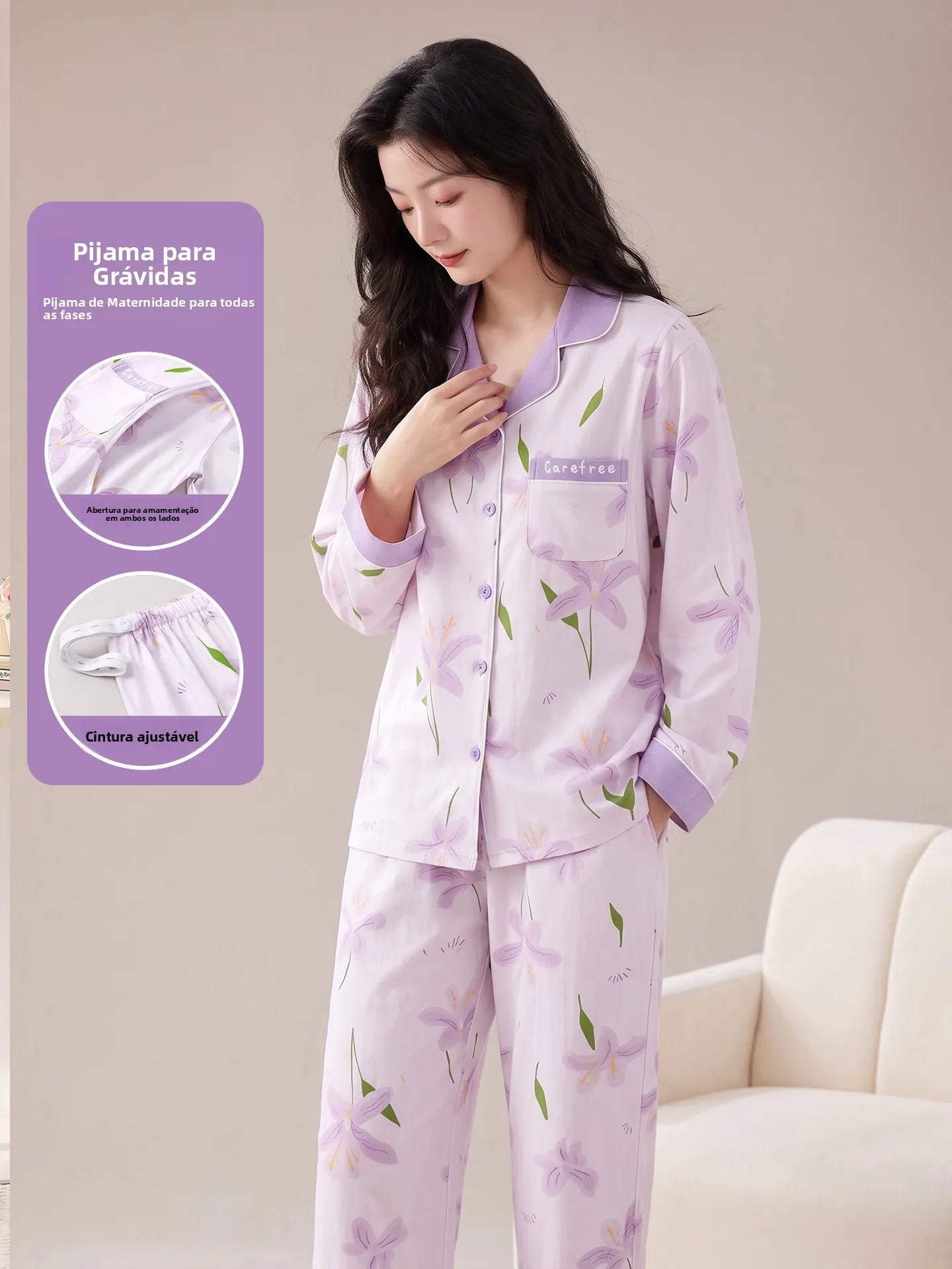 pigiama-premaman-a-maniche-lunghe-in-puro-cotone-traspirante-abbigliamento-da-casa-per-allattamento-post-parto-stile-femminile-comodo-morbido-vestibilita-ampia